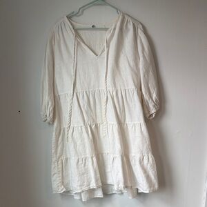 Margaret O'Leary Cream Tiered Mini Dress